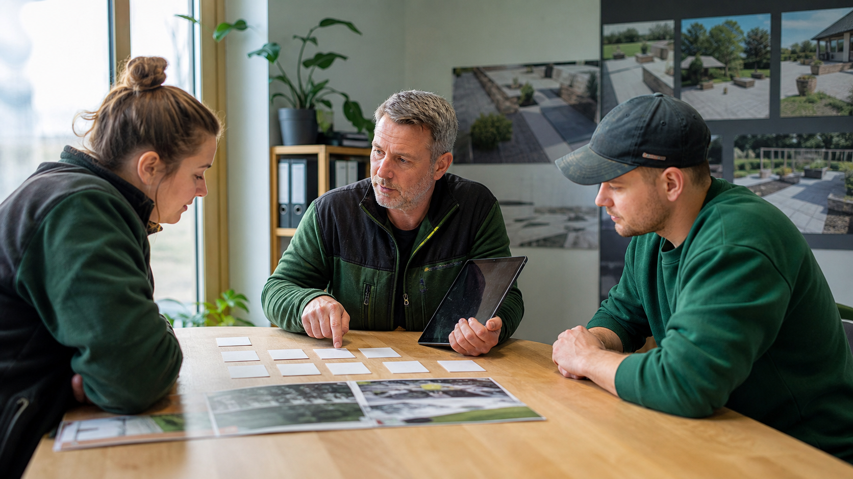 Team eines Gartenbaubetriebs startet gemeinsam in die Softwareeinführung